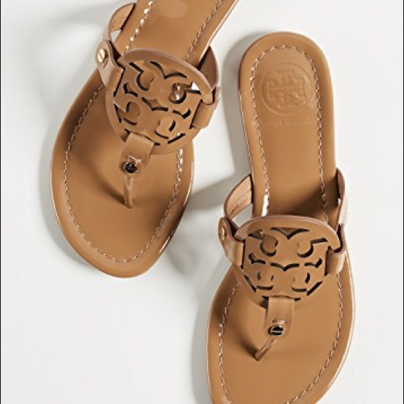 Tory Burch Shoes - Tory Burch Nude Patent Leather Miller Sandals